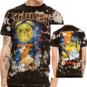 Metallica Life is Pain Death is Pain Bleached Tick Tock T-shirt Bravado Sz M